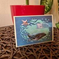 Geburtstagskarte - Wal - Wie schön,das es dich gibt - Seestern Bild 2