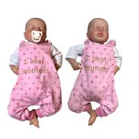 Größe 56 - 2 Strampler für Mädchen Babys- Outfit für Zwillinge mit Glitzerschrift Bild 1