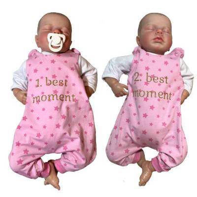 Größe 56 - 2 Strampler für Mädchen Babys- Outfit für Zwillinge mit Glitzerschrift