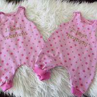 Größe 56 - 2 Strampler für Mädchen Babys- Outfit für Zwillinge mit Glitzerschrift Bild 10