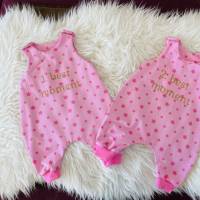Größe 56 - 2 Strampler für Mädchen Babys- Outfit für Zwillinge mit Glitzerschrift Bild 2
