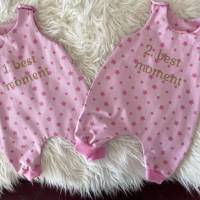 Größe 56 - 2 Strampler für Mädchen Babys- Outfit für Zwillinge mit Glitzerschrift Bild 7