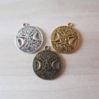 Charm Anhänger Pentagramm Keltischer Knoten 2 Halbmonde 3 Farben zur Auswahl