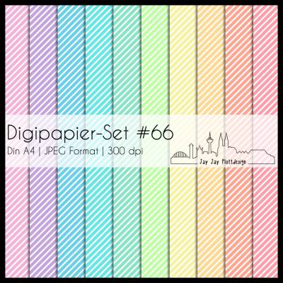 Digipapier Set #66 (diagonale Streifen) in Pastellfarben zum drucken, plotten, scrappen, basteln & mehr