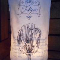 Lichtbeutel, bestickt mit einer Tulpe, Licht, Glas, Windlicht, Kerze, gemütlich ! Bild 1