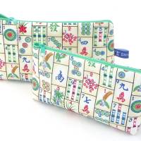 Schlamperle in 2 Größen mit Mahjong Steinen, kleine Projekttasche, Schlampermäppchen, Notfalltäschchen Bild 1
