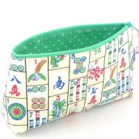 Schlamperle in 2 Größen mit Mahjong Steinen, kleine Projekttasche, Schlampermäppchen, Notfalltäschchen Bild 3