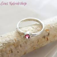 Zierlicher rosa Turmalin Ring mit gehämmerter Ringschiene Bild 1