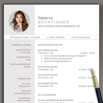 Professionelle Bewerbungsvorlage deutsch | Word & Pages | Vorlage Lebenslauf Anschreiben Deckblatt | Bewerbung