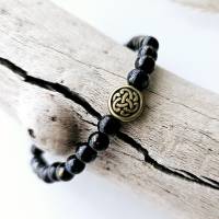 Armband keltischer Knoten, Schmuck für Wikinger, Mittelalter Schmuck, schwarzes Perlenarmband Bild 1