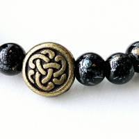 Armband keltischer Knoten, Schmuck für Wikinger, Mittelalter Schmuck, schwarzes Perlenarmband Bild 10