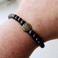 Armband keltischer Knoten, Schmuck für Wikinger, Mittelalter Schmuck, schwarzes Perlenarmband Bild 3