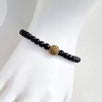 Armband keltischer Knoten, Schmuck für Wikinger, Mittelalter Schmuck, schwarzes Perlenarmband Bild 4
