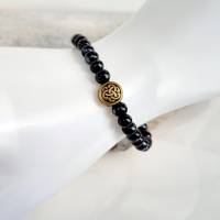Armband keltischer Knoten, Schmuck für Wikinger, Mittelalter Schmuck, schwarzes Perlenarmband Bild 9