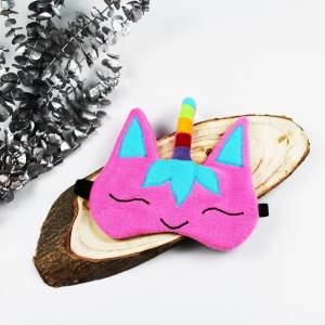 Schlafmaske, Schlafbrille einhorn pink türkis Regenbogen unicorn frauen kinder Reise-Zubehör Reise-Accessoire Spa-maske Bild 3