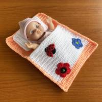 Puppenbettchen - Schlafsack für Puppen ca. 20 cm Blumen und Käfer sofort lieferbar !!! Bild 1
