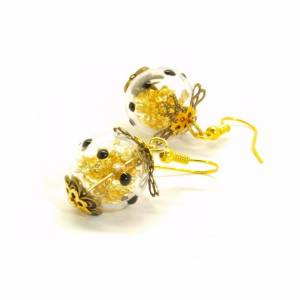 TurmKunst Ohrringe Glasperle gefüllt mit Gold hohl Bild 2