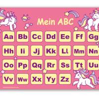 ABC Lernposter | Regenbogen Einhorn rosa Bild 1