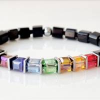 Armband aus Glas Würfeln #  Regenbogen Pride LGBTQI LGBT # Würfelarmband Bild 1