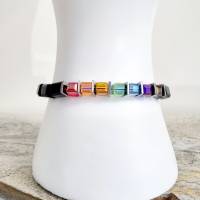Armband aus Glas Würfeln #  Regenbogen Pride LGBTQI LGBT # Würfelarmband Bild 3