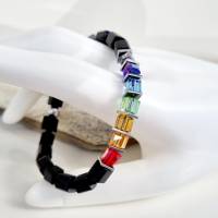 Armband aus Glas Würfeln #  Regenbogen Pride LGBTQI LGBT # Würfelarmband Bild 4