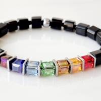 Armband aus Glas Würfeln #  Regenbogen Pride LGBTQI LGBT # Würfelarmband Bild 6