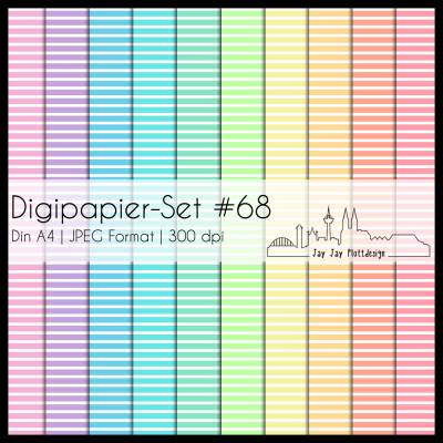 Digipapier Set #68 (Querstreifen) in Pastellfarben zum drucken, plotten, scrappen, basteln & mehr