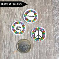 3er Charity Button Blumenkranz Frieden - Kein Krieg - Peace Symbol Bild 2
