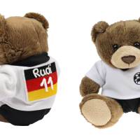 Teddybär mit Fussballtrikot und Namen - Kuscheltier Bär mit Trikot - Schmusetier Teddy Fussball - Fanartikel Deutschland Bild 1