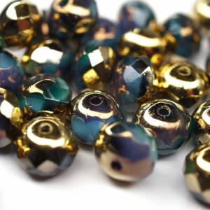 10 Stück Glasperlen 5x7mm Rondelle | Opal Aqua Amber Bild 1