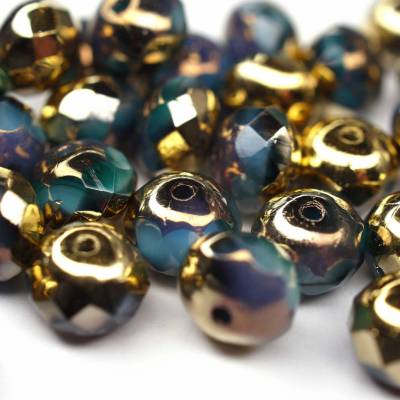 10 Stück Glasperlen 5x7mm Rondelle | Opal Aqua Amber