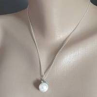 Brautschmuck Silberkette mit Perle und Apatit Bild 2