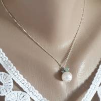 Brautschmuck Silberkette mit Perle und Apatit Bild 3