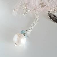 Brautschmuck Silberkette mit Perle und Apatit Bild 4