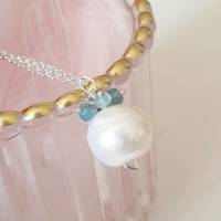 Brautschmuck Silberkette mit Perle und Apatit Bild 5