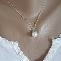 Brautschmuck Silberkette mit Perle und Apatit Bild 6