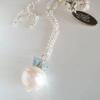 Brautschmuck Silberkette mit Perle und Apatit Bild 9