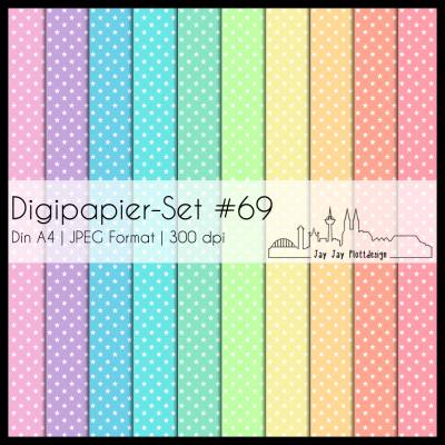 Digipapier Set #69 (Sternchen) in Pastellfarben zum drucken, plotten, scrappen, basteln & mehr