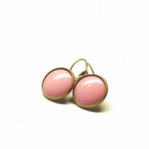 Ohrring Resin Cabochon vintage bronze rosa groß Bild 1