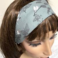 wunderschönes, edles Haarband aus Baumwollstoff mit zarten Libellen-Motiven in lindgrün, free size Bild 1