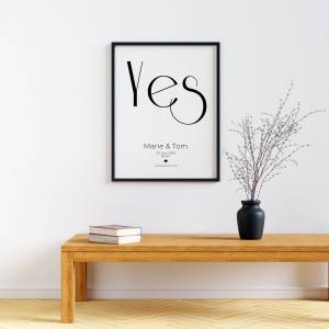 Personalisiertes Poster, Yes, Ja, Hochzeit, Geschenk für Brautpaar Sie Ihn, personalisiert, Hochzeitstag, Geschenk, In Bild 2