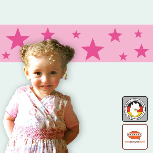 Kinderbordüre: Sterne - optional selbstklebend - fröhliche Farben - 11 cm Höhe