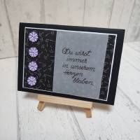 Trauerkarte - handgeschrieben- mit lila Blüten Bild 1