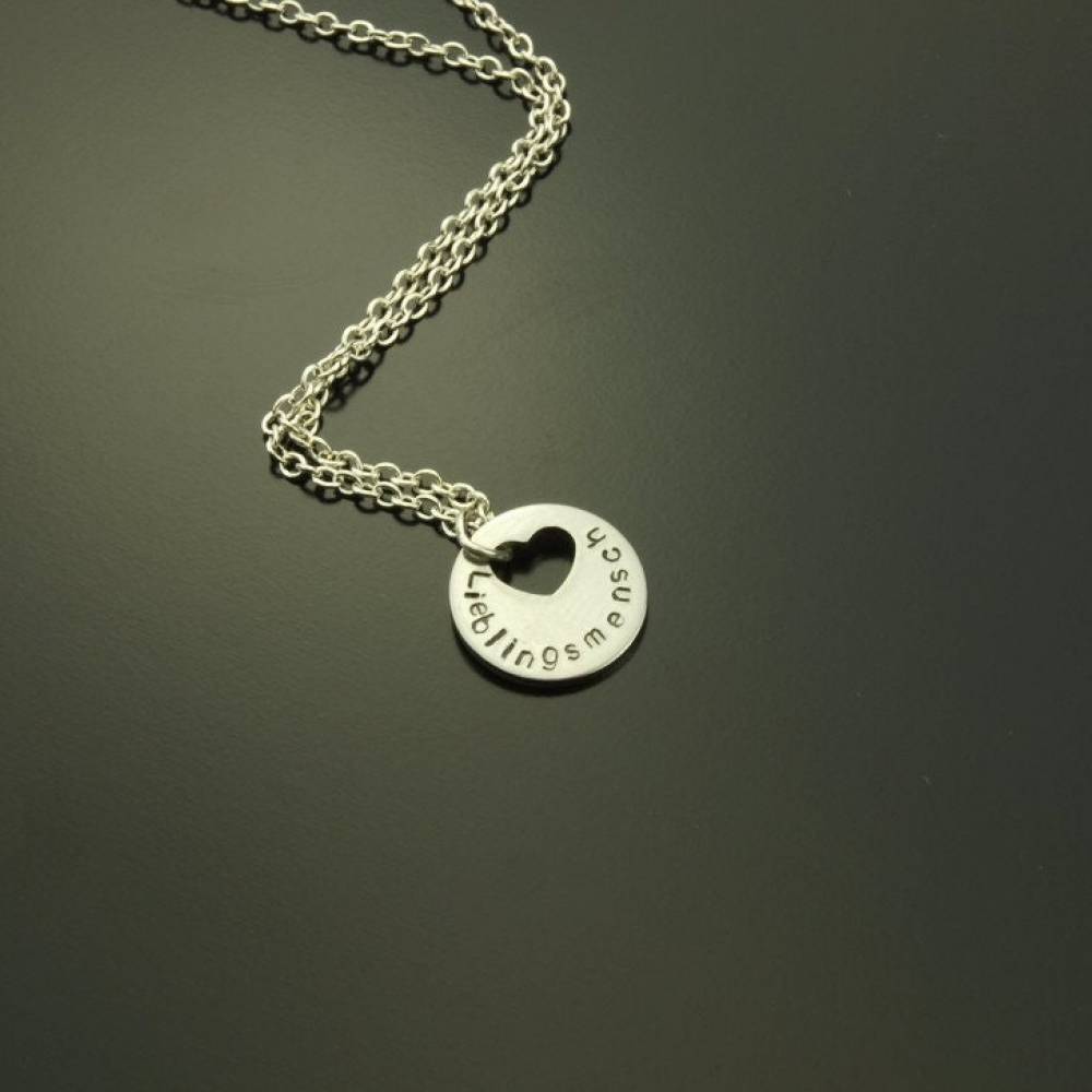 Kette Anhänger Name Initialen Herz Gravur