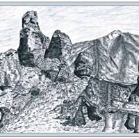 Kunst–Doppelkarte - „Pico de Teide (Teneriffa)“ – bewusst ohne Textvorgabe - Design Ulrike Kröll. Bild 1