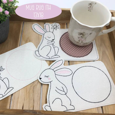 Digitale Stickserie Kazumi Dreambunnies Mug Rugs ITH 13x18 (5x7") 