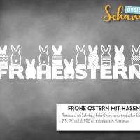 Frohe Ostern mit Hasen Schriftzug SVG DXF Vektorgrafik Bild 1