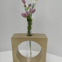 Rustikaler Chic ... Blumenvase aus Beton, mit Reagenzglas Bild 2