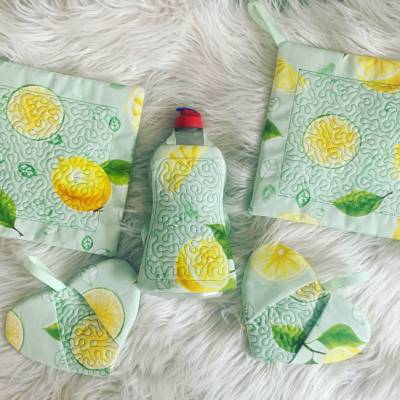 Stickdatei, MugRug Untersetzer Spülschürze Topfhalter, Quilt Muster, Set 710a Umzug Einzug Küche Maschinenstickerei