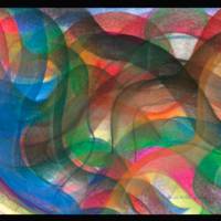 Kunst–Doppelkarte - „Farbenspiele I“ - bewusst ohne Textvorgabe - Design  Ulrike Kröll. Bild 1